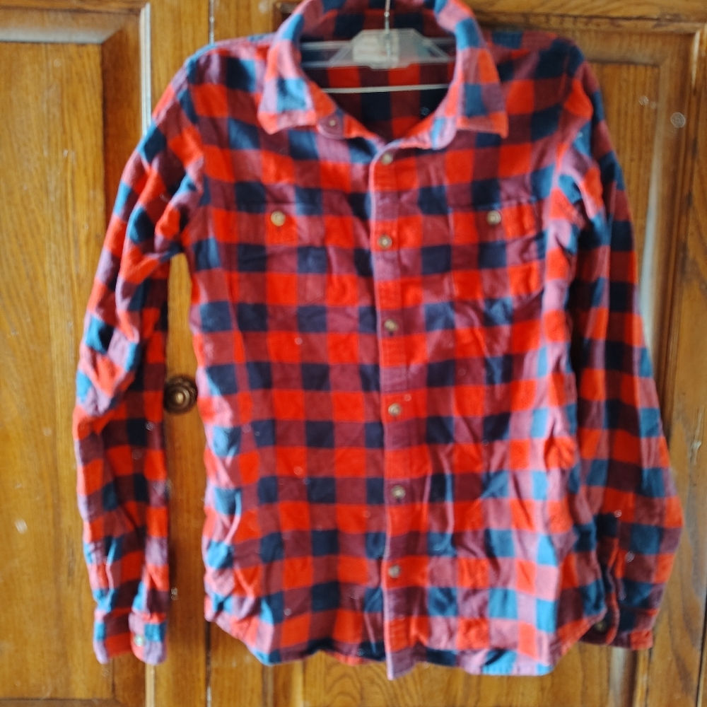 Hanna Andersson Buffalo Plaid Flannel Shirt Red/Navy Size 12 Kids